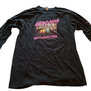 Maroon 5 Red Pill Blues Tour Screen Sz M Print Long Sleeve Black T-Shirt Adult
